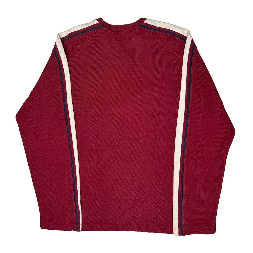 Tommy Hilfiger Striped Jumper - XL Red Cotton - Image 2