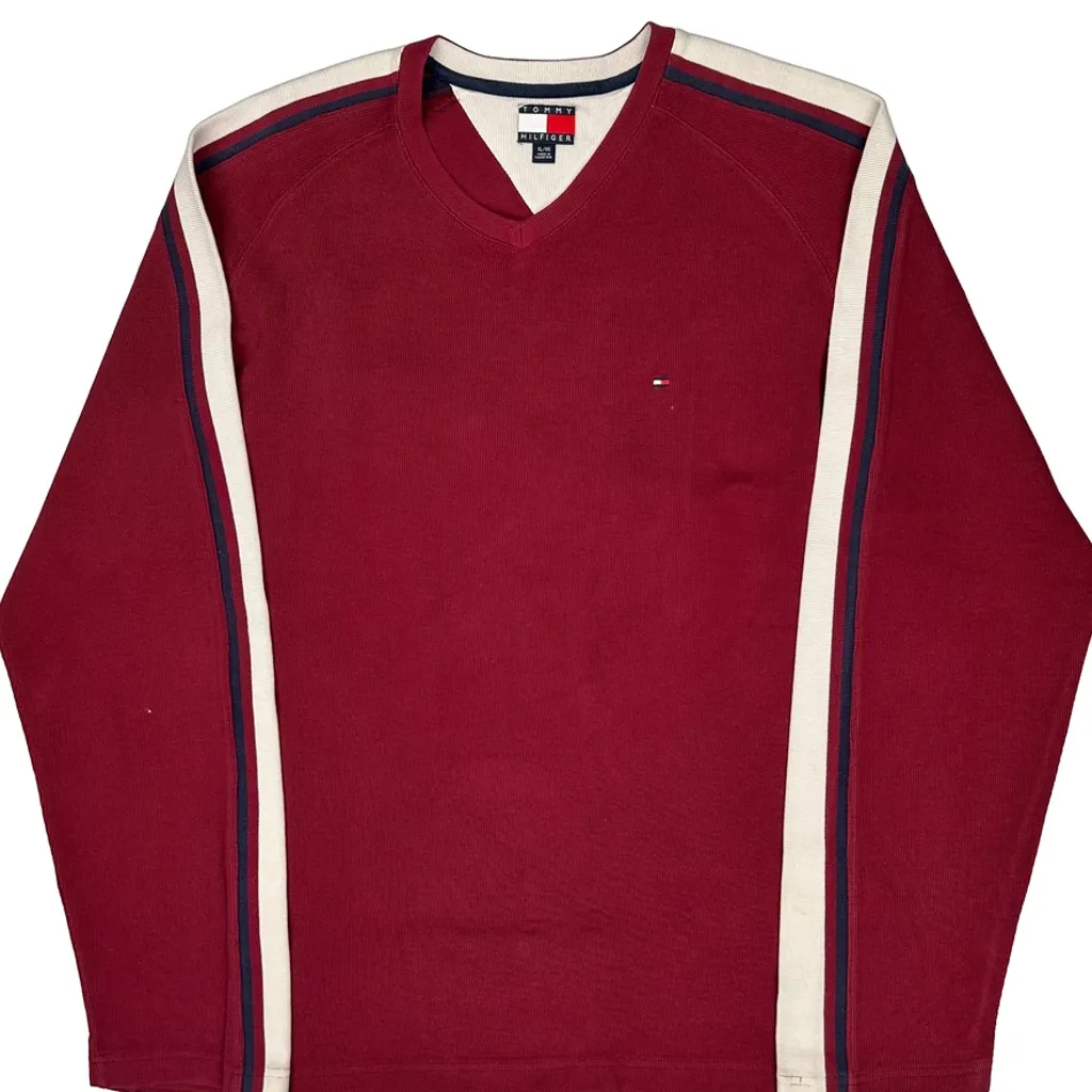 Tommy Hilfiger Striped Jumper - XL Red Cotton - Image 5