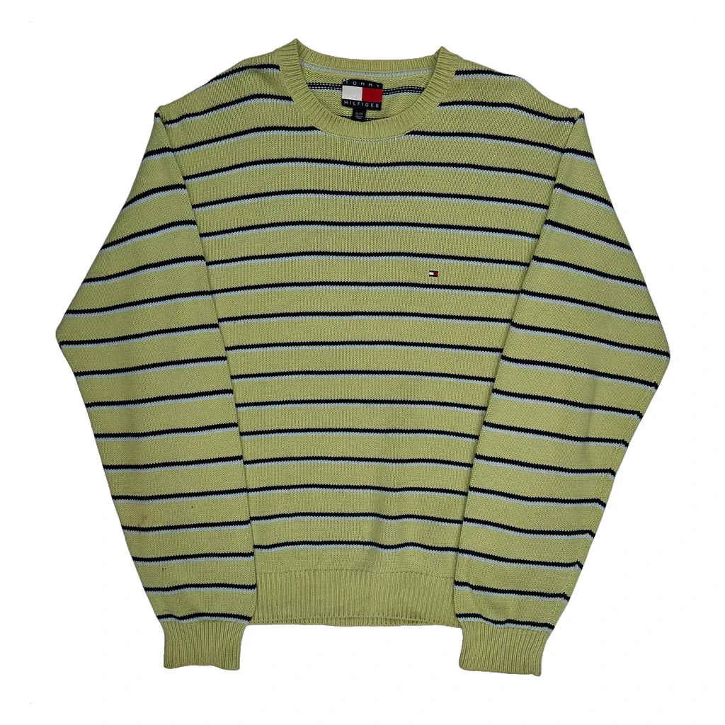 Tommy Hilfiger Striped Jumper - XL Yellow Cotton