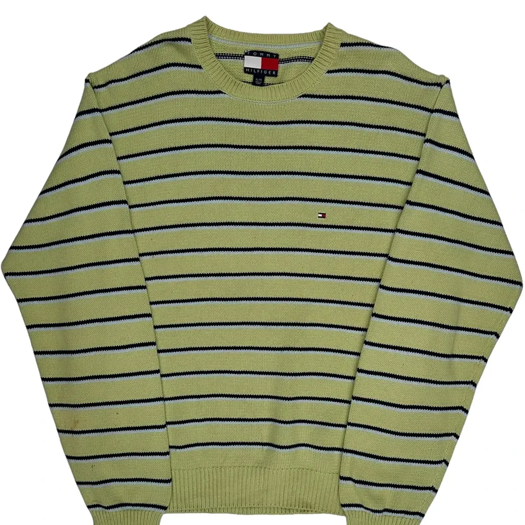 Tommy Hilfiger Striped Jumper - XL Yellow Cotton - Image 4