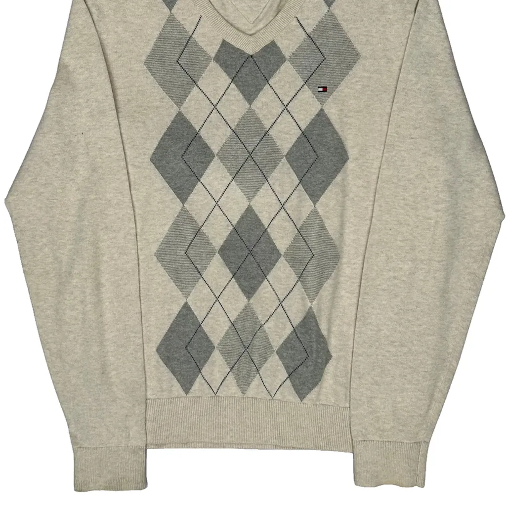 Tommy Hilfiger Argyle Jumper - Medium Beige Cotton - Image 5