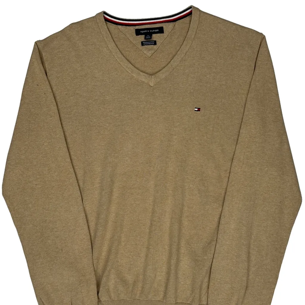 Tommy Hilfiger Jumper - XL Beige Cotton - Image 5