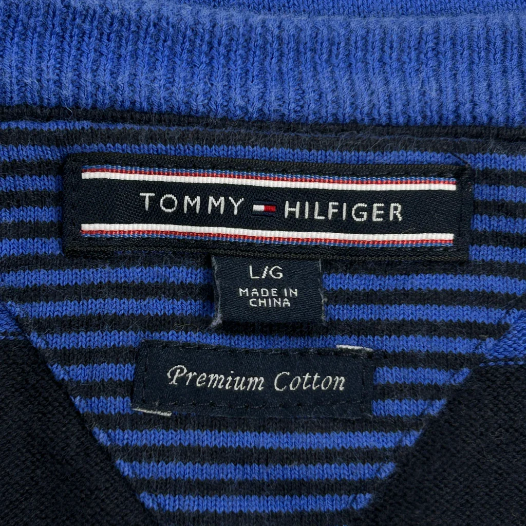 Tommy Hilfiger Striped Jumper - Large Blue Cotton - Image 3