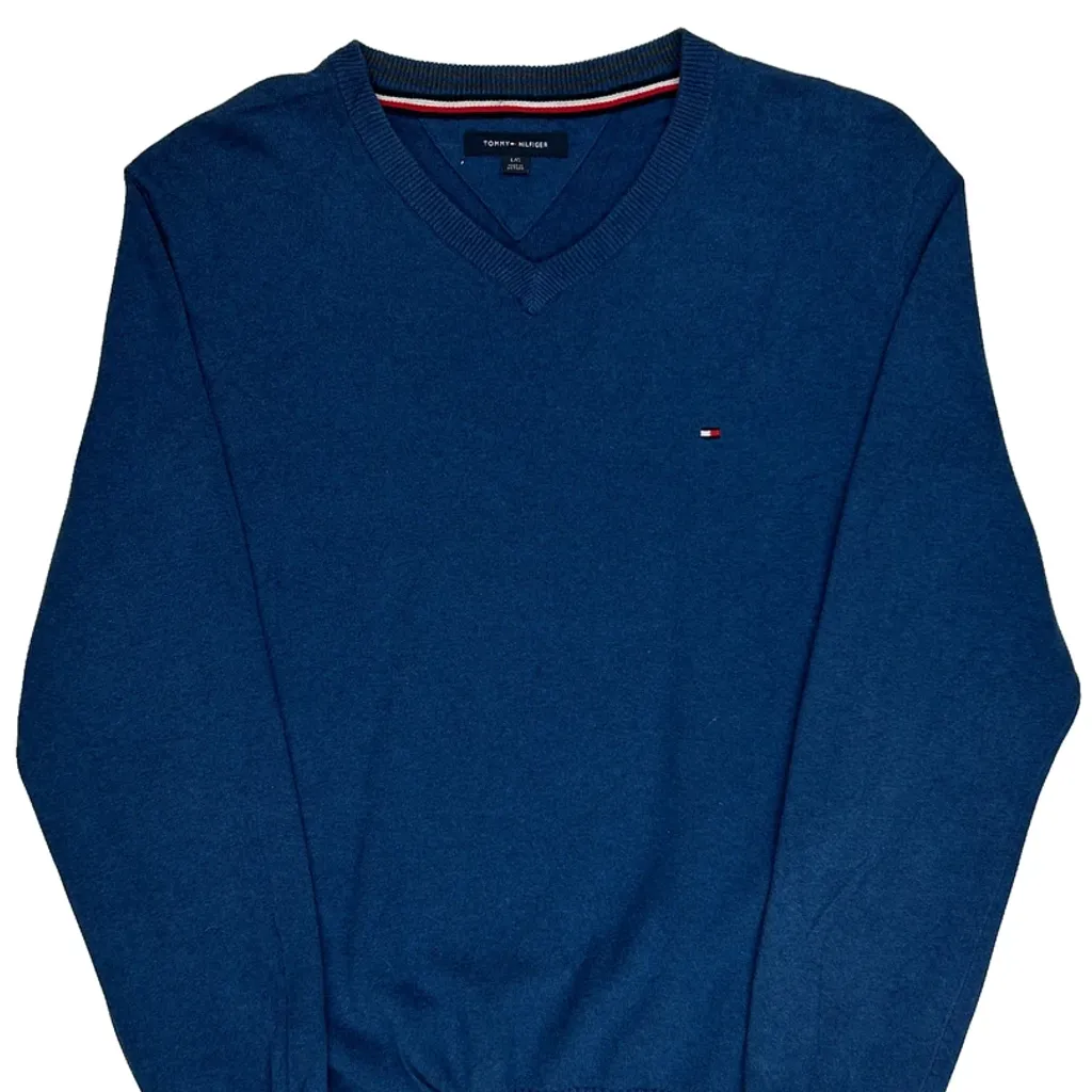 Tommy Hilfiger Jumper - Large Blue Cotton - Image 5