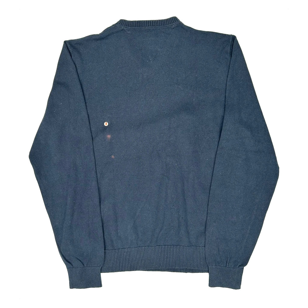 Tommy Hilfiger V-Neck Jumper - Medium Blue Cotton - Image 2