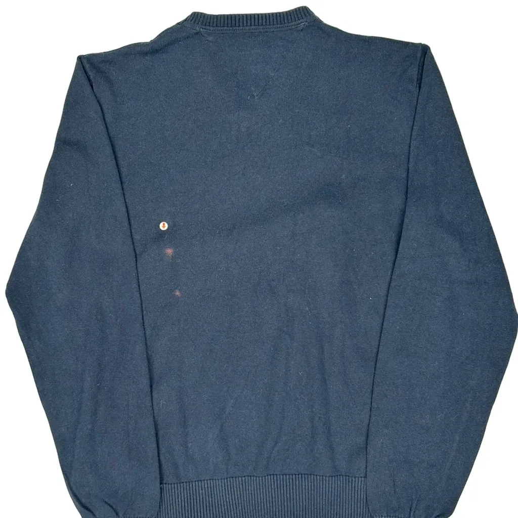 Tommy Hilfiger V-Neck Jumper - Medium Blue Cotton - Image 7