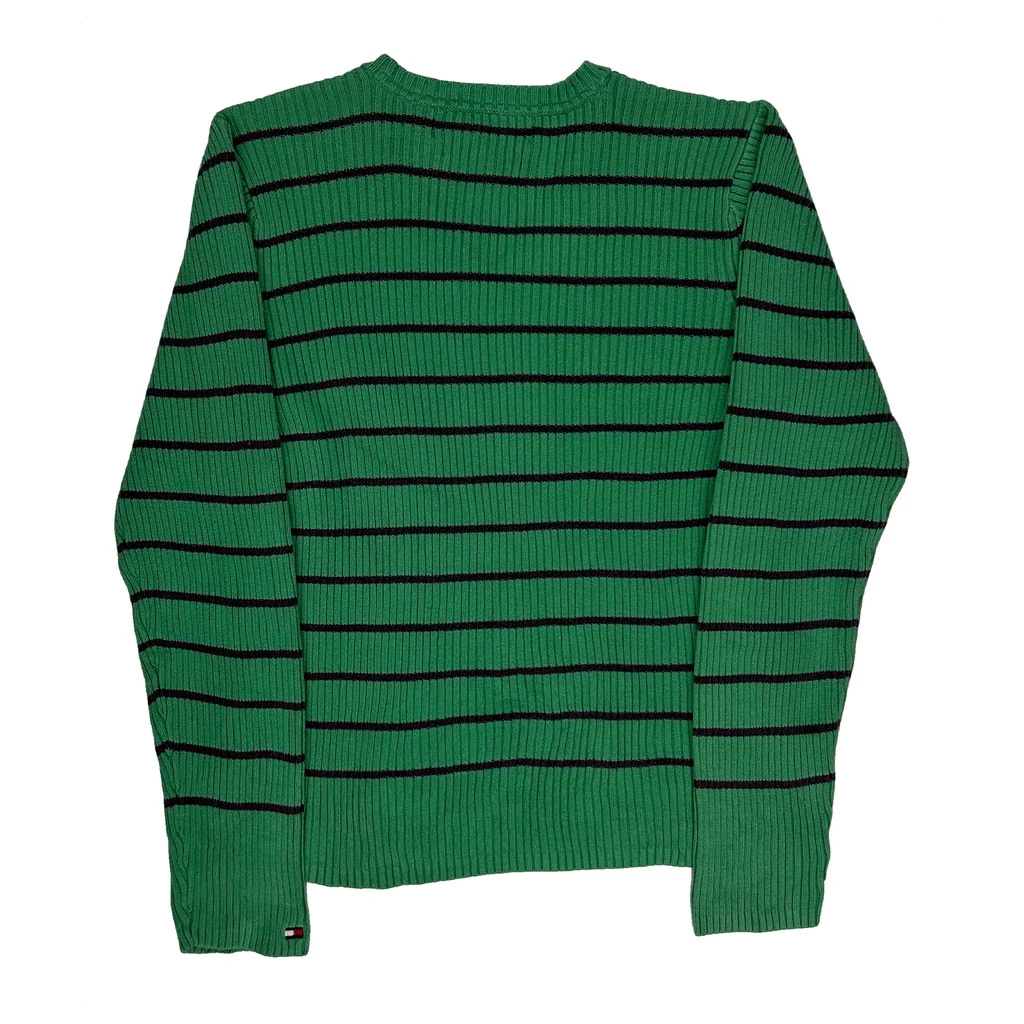 Tommy Hilfiger Striped Jumper - Small Green Cotton - Image 2