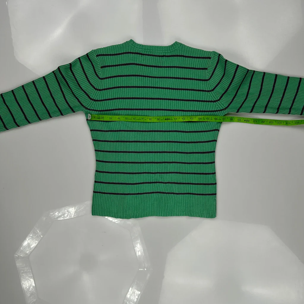 Tommy Hilfiger Striped Jumper - Small Green Cotton - Image 3