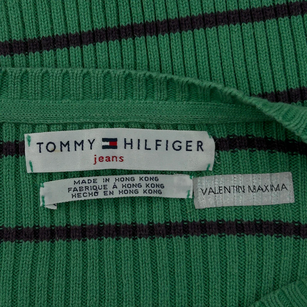Tommy Hilfiger Striped Jumper - Small Green Cotton - Image 4