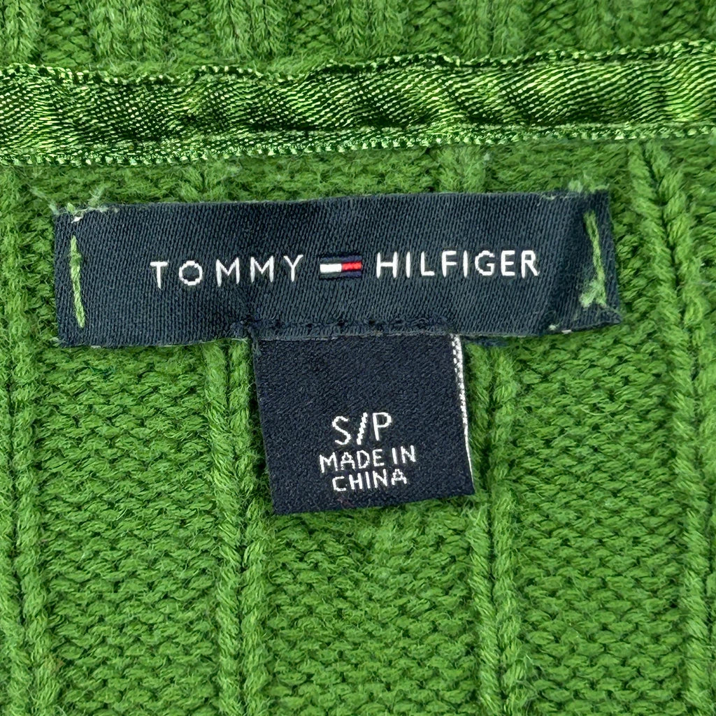 Tommy Hilfiger Cable Knit Jumper - Small Green Cotton - Image 3