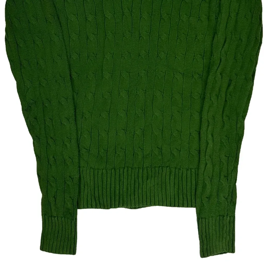 Tommy Hilfiger Cable Knit Jumper - Small Green Cotton - Image 4