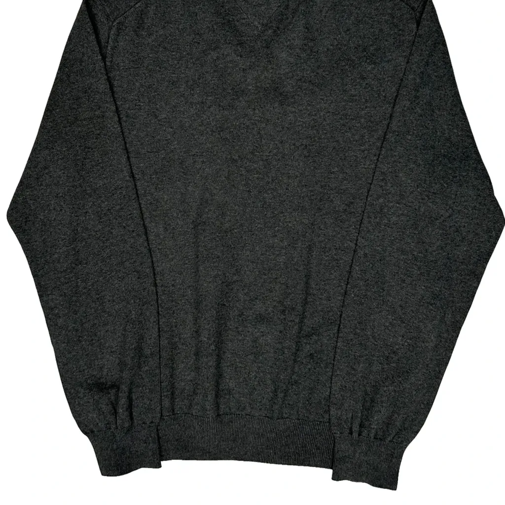 Tommy Hilfiger V-Neck Jumper - Large Grey Cotton - Image 7