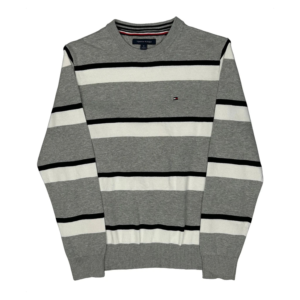 Tommy Hilfiger Striped Jumper - Medium Grey Cotton