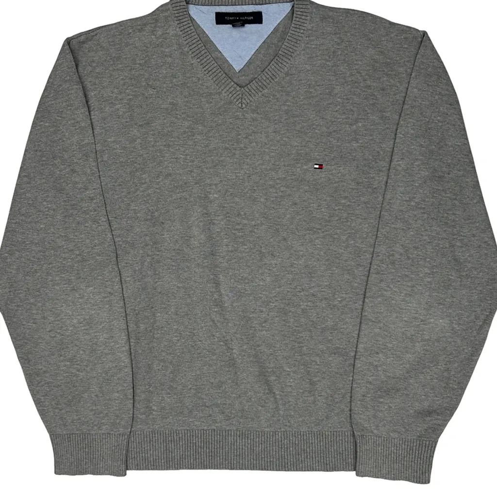Tommy Hilfiger Jumper - XL Grey Cotton - Image 4