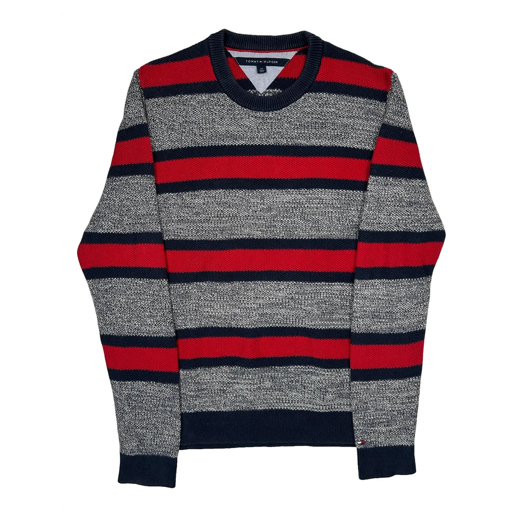 Tommy Hilfiger Striped Jumper - Large Multicoloured Cotton Blend