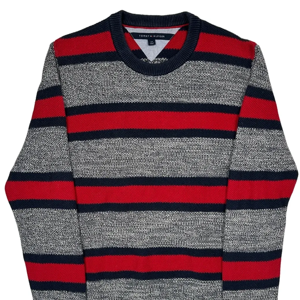 Tommy Hilfiger Striped Jumper - Large Multicoloured Cotton Blend - Image 5