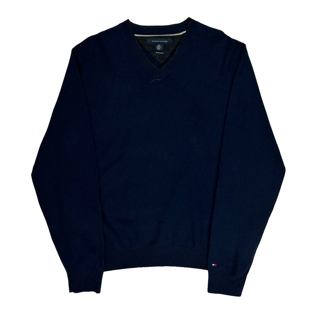 Tommy Hilfiger Jumper - Large Navy Merino Wool