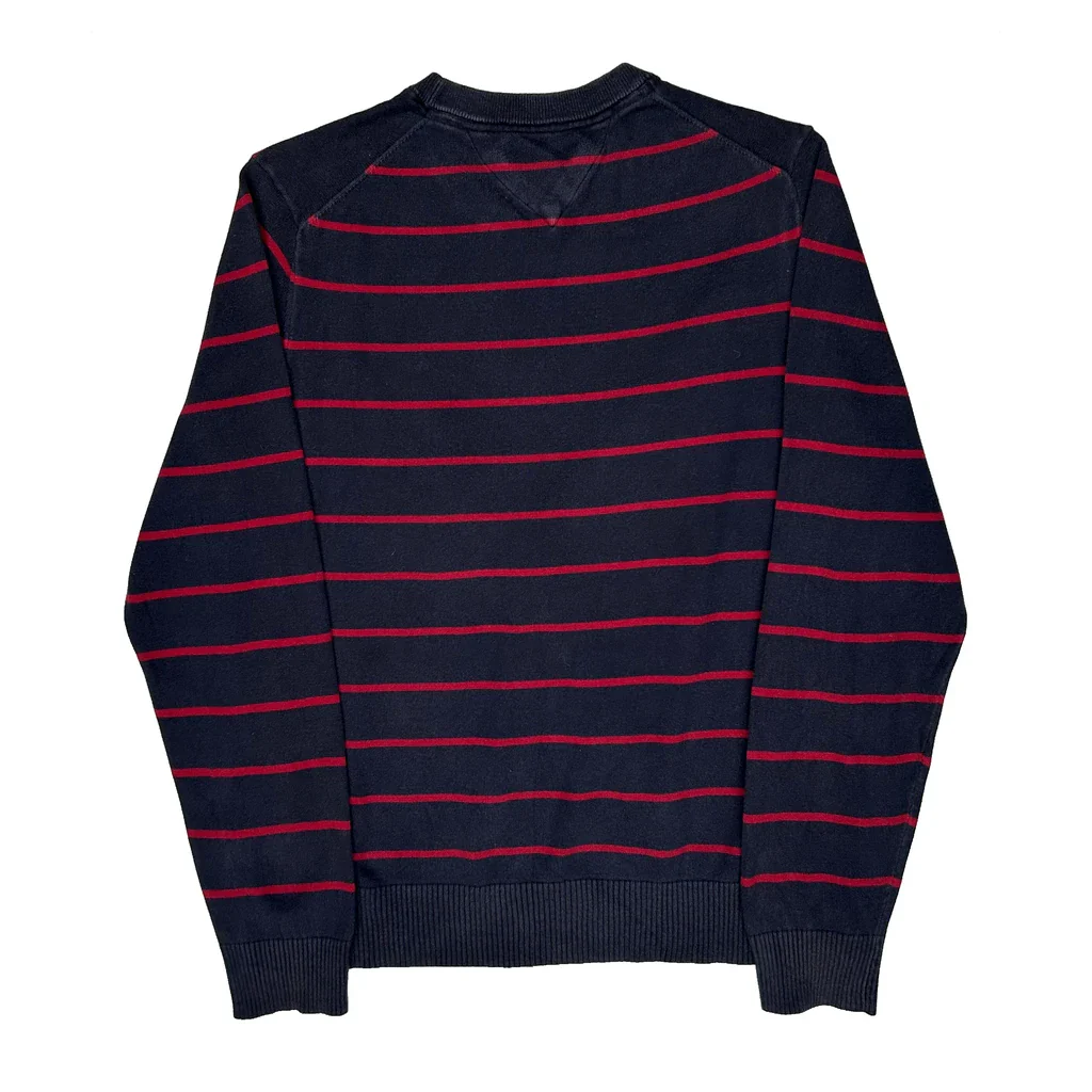 Tommy Hilfiger Striped Jumper - Large Navy Cotton - Image 2