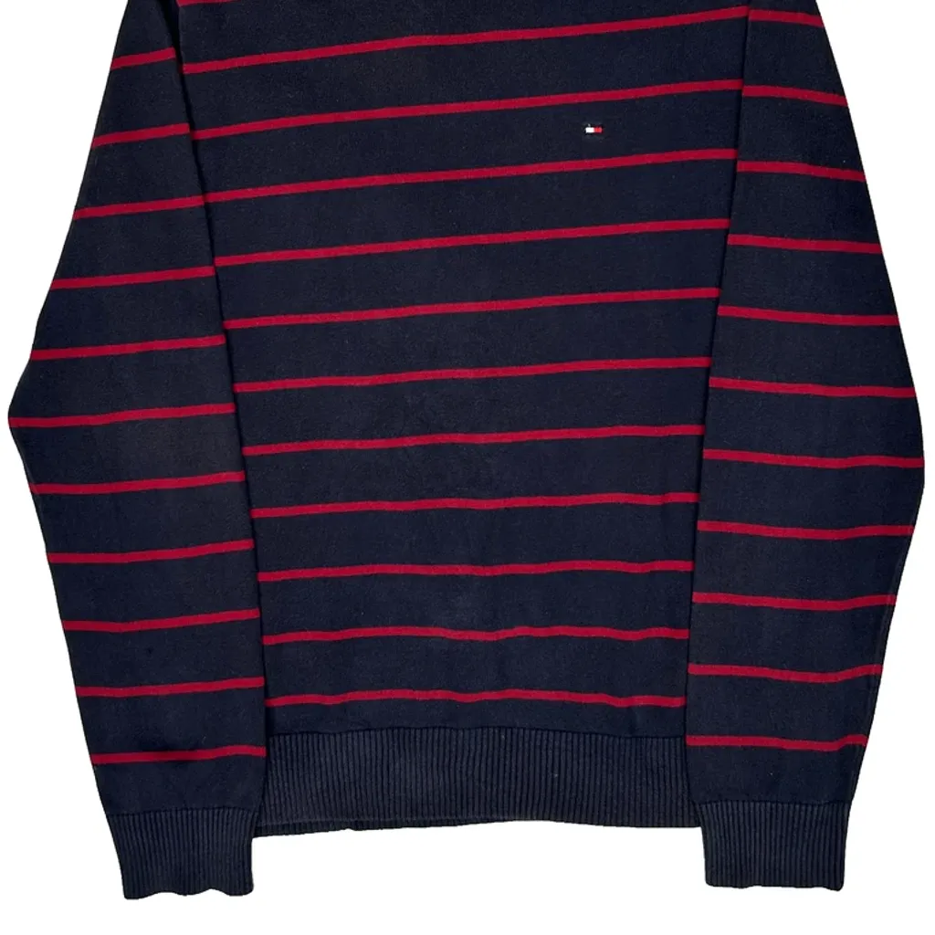 Tommy Hilfiger Striped Jumper - Large Navy Cotton - Image 4
