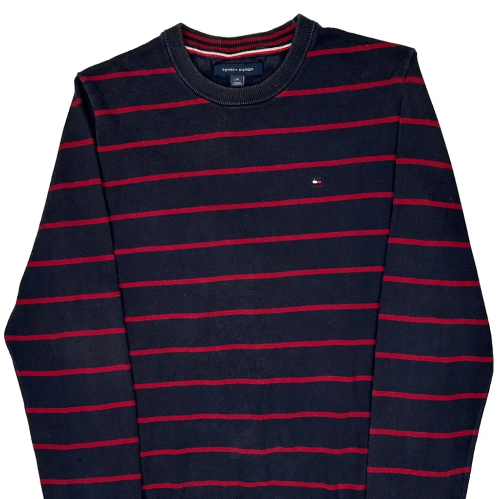 Tommy Hilfiger Striped Jumper - Large Navy Cotton - Image 5