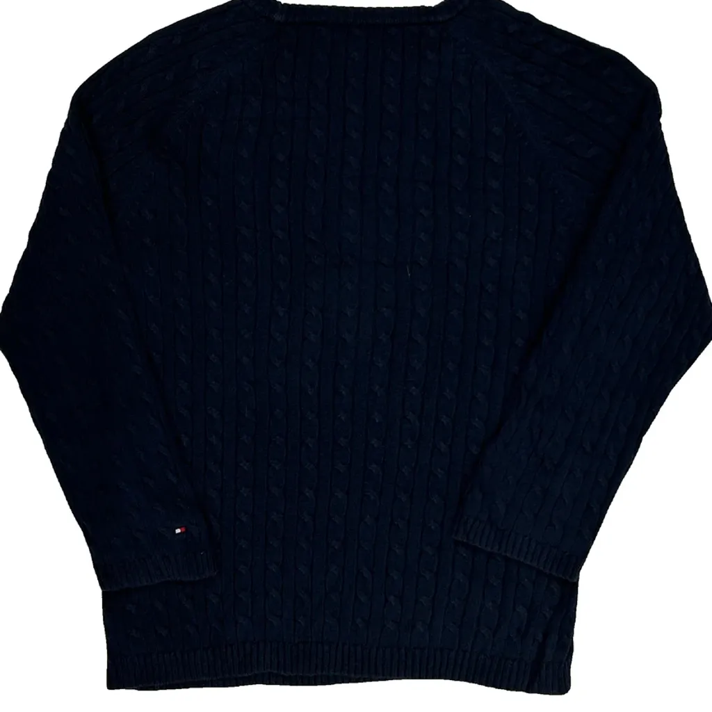 Tommy Hilfiger Cable Knit Jumper - Medium Navy Cotton - Image 6