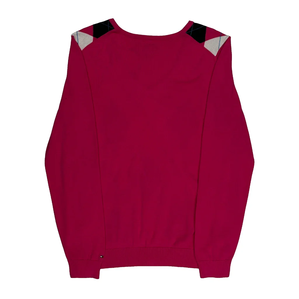 Tommy Hilfiger Argyle Jumper - Large Pink Cotton - Image 2