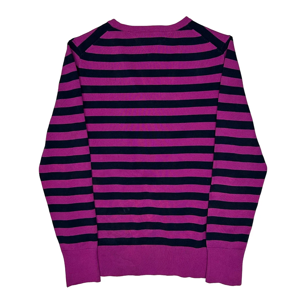 Tommy Hilfiger Striped Jumper - Medium Purple Cotton Blend - Image 2