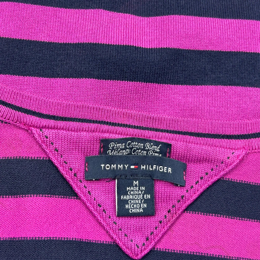 Tommy Hilfiger Striped Jumper - Medium Purple Cotton Blend - Image 3