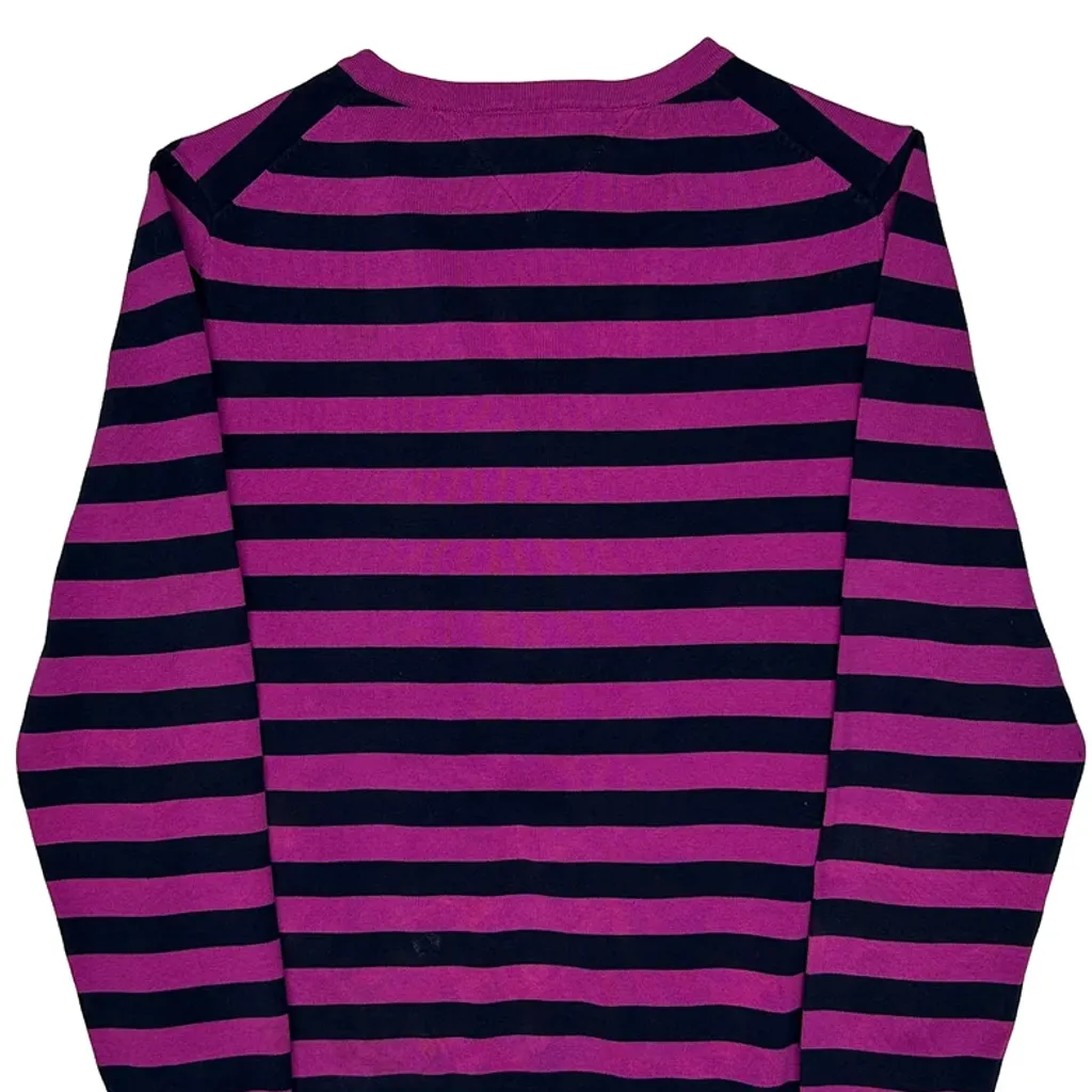 Tommy Hilfiger Striped Jumper - Medium Purple Cotton Blend - Image 7