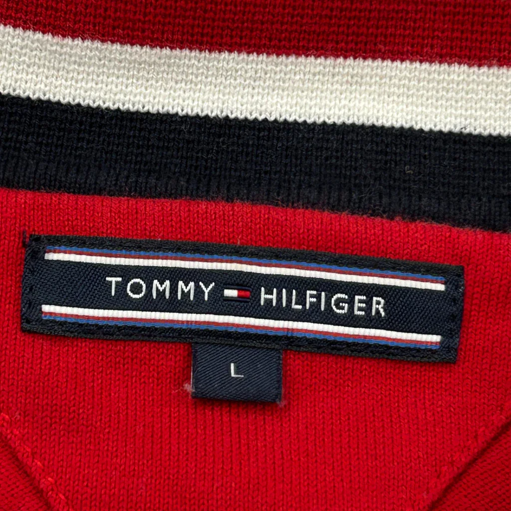 Tommy Hilfiger Striped Jumper - Large Red Cotton - Image 3