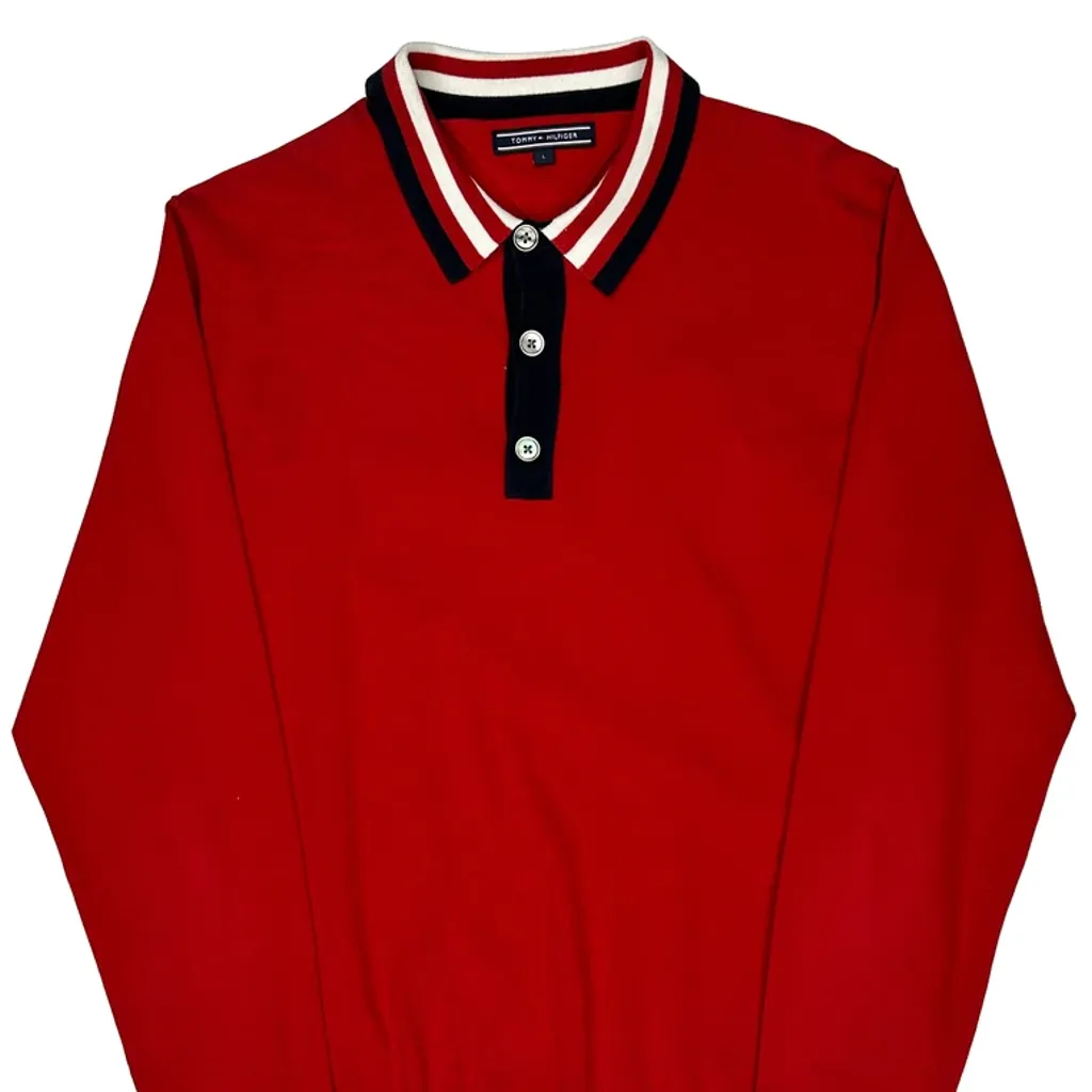 Tommy Hilfiger Striped Jumper - Large Red Cotton - Image 4