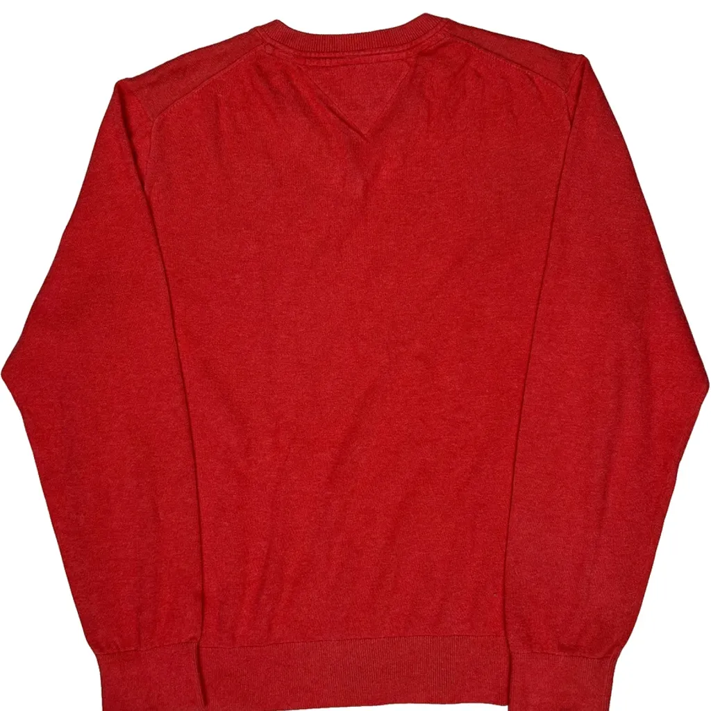 Tommy Hilfiger V-Neck Jumper - XL Red Cotton - Image 6