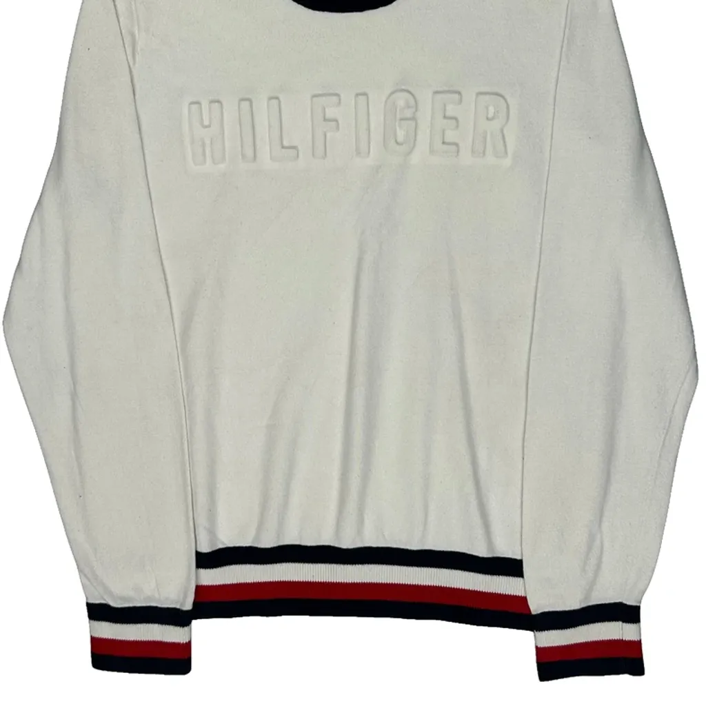 Tommy Hilfiger Spellout Jumper - Medium White Cotton - Image 5