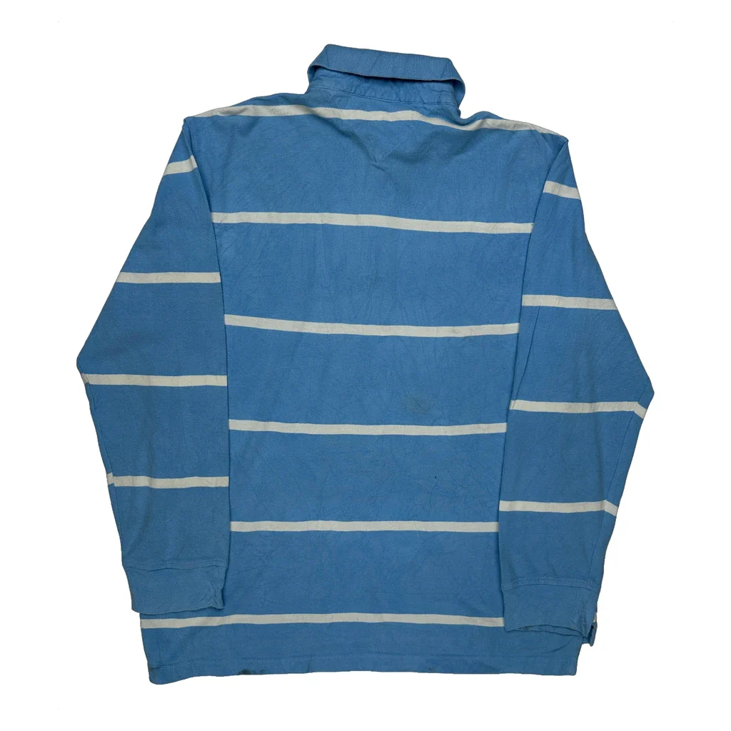 Tommy Hilfiger Striped Long Sleeve Polo Shirt - Large Blue Cotton - Image 2
