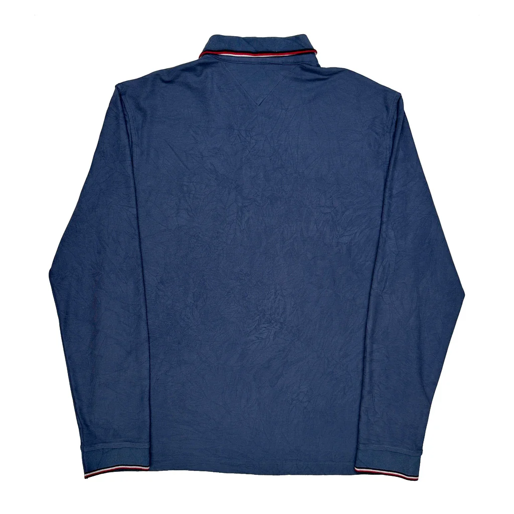 Tommy Hilfiger Long Sleeve Polo Shirt - XL Blue Cotton - Image 2