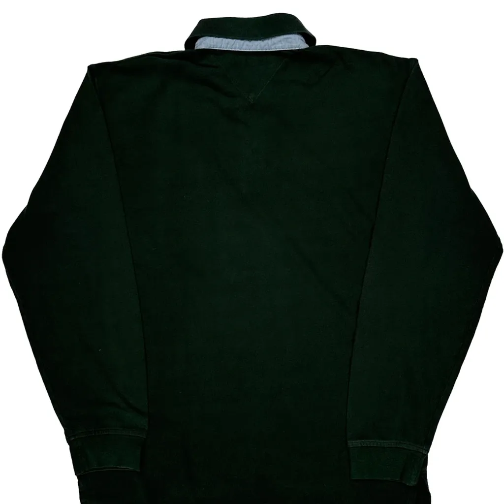 Tommy Hilfiger Long Sleeve Polo Shirt - XL Green Cotton - Image 7