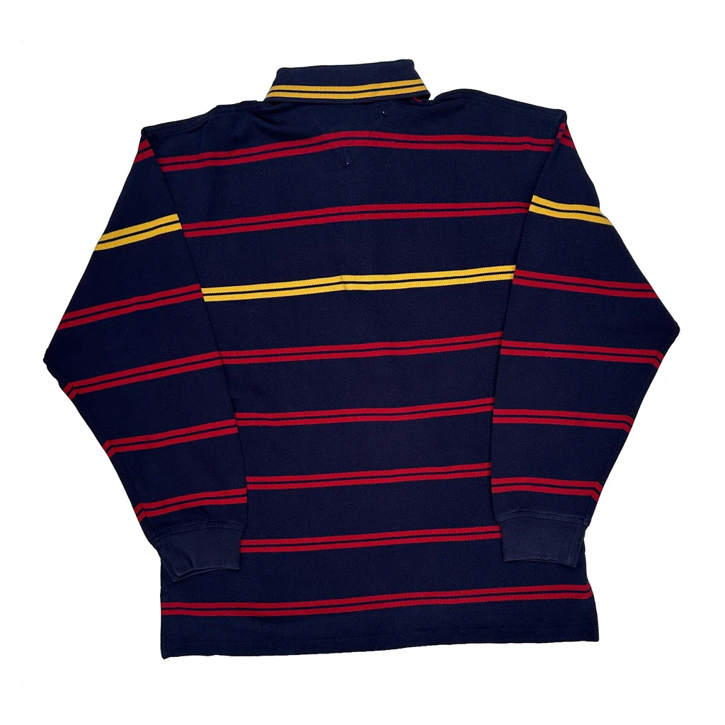 Tommy Hilfiger Striped Long Sleeve Polo Shirt - Large Navy Cotton - Image 2