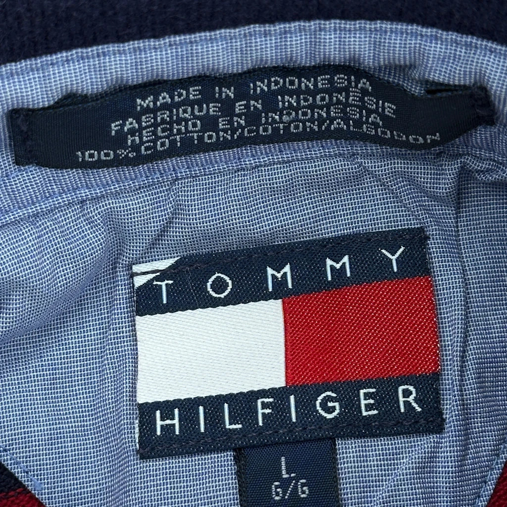 Tommy Hilfiger Striped Long Sleeve Polo Shirt - Large Navy Cotton - Image 3