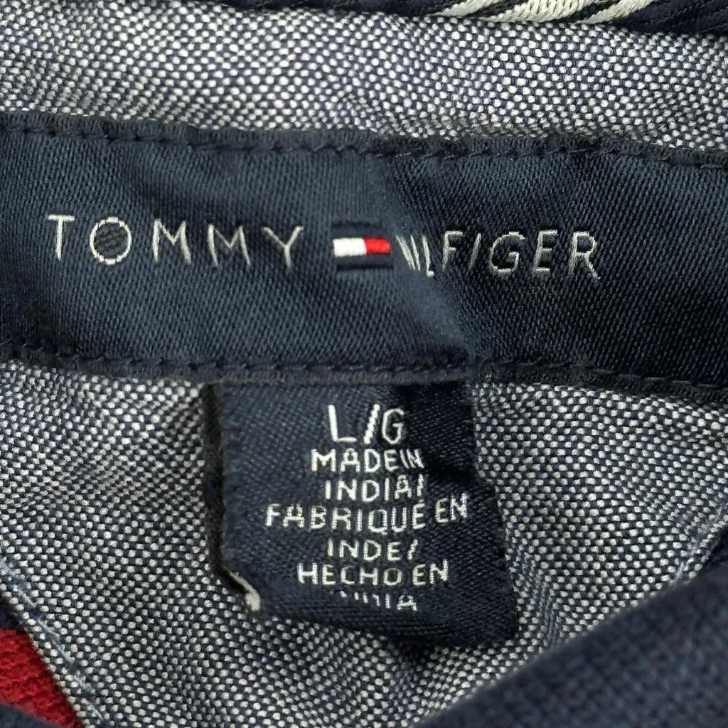 Tommy Hilfiger Striped Long Sleeve Polo Shirt - Large Navy Cotton - Image 3