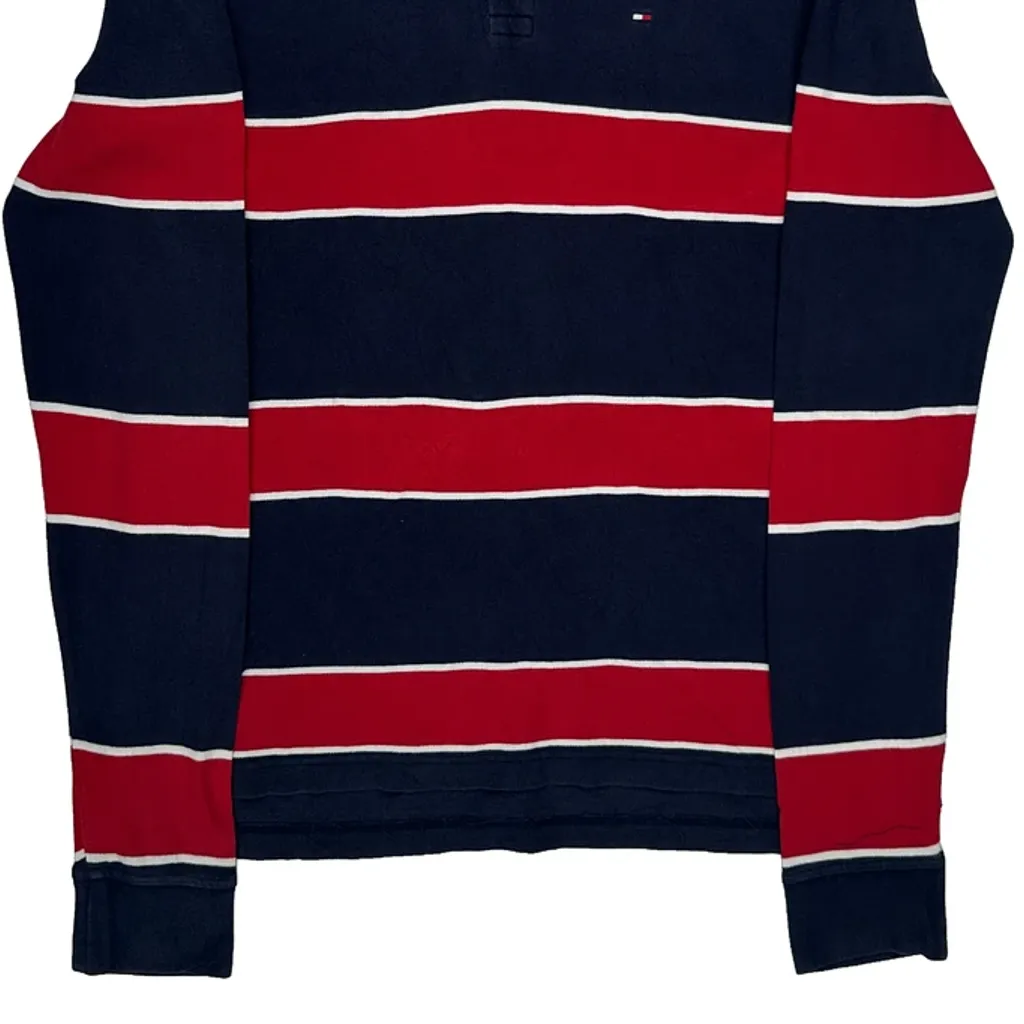 Tommy Hilfiger Striped Long Sleeve Polo Shirt - Medium Navy Cotton - Image 4