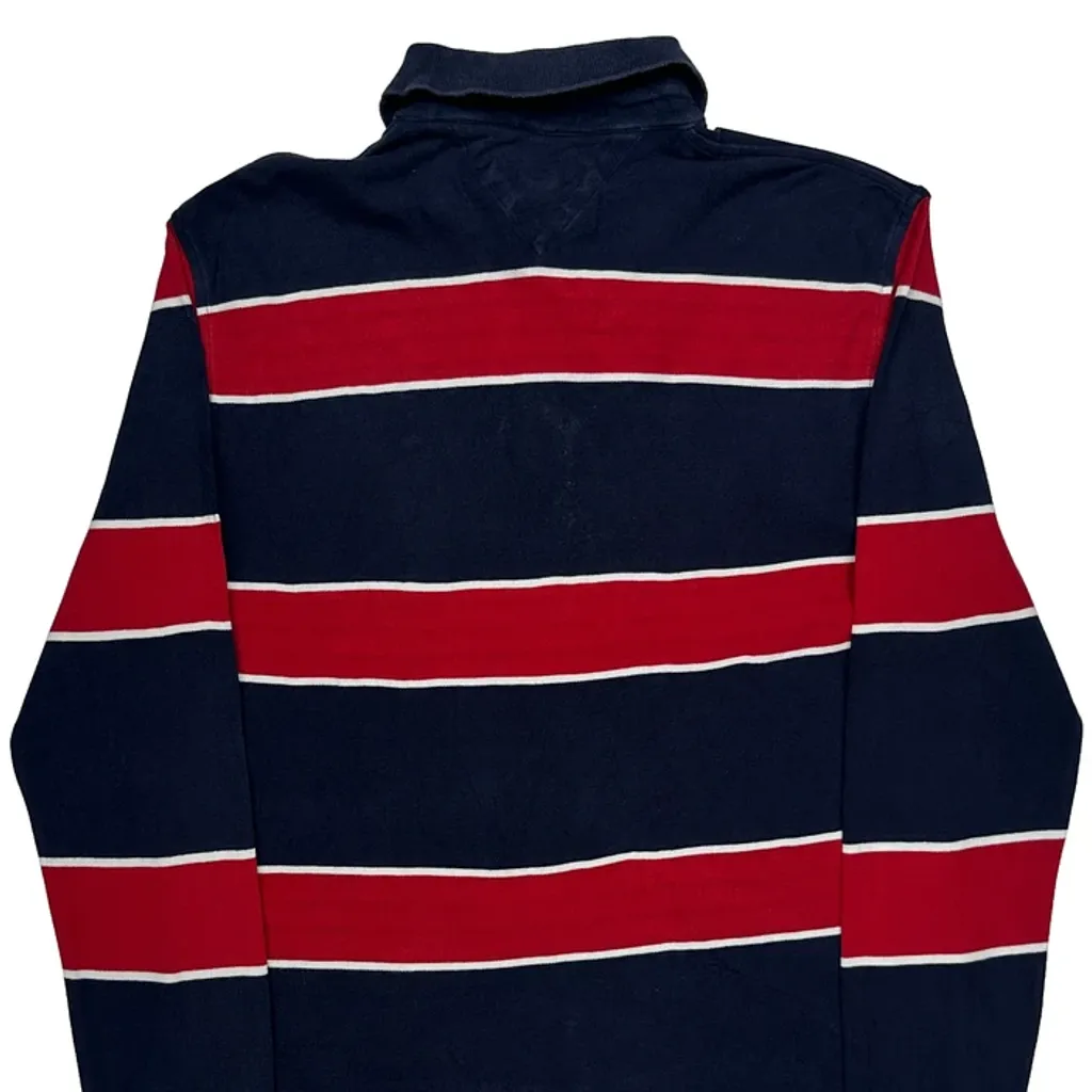 Tommy Hilfiger Striped Long Sleeve Polo Shirt - Medium Navy Cotton - Image 6