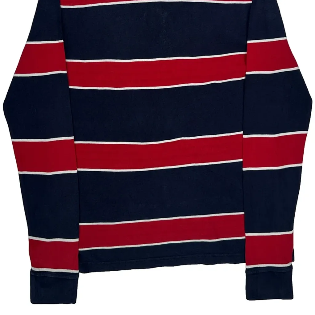 Tommy Hilfiger Striped Long Sleeve Polo Shirt - Medium Navy Cotton - Image 7
