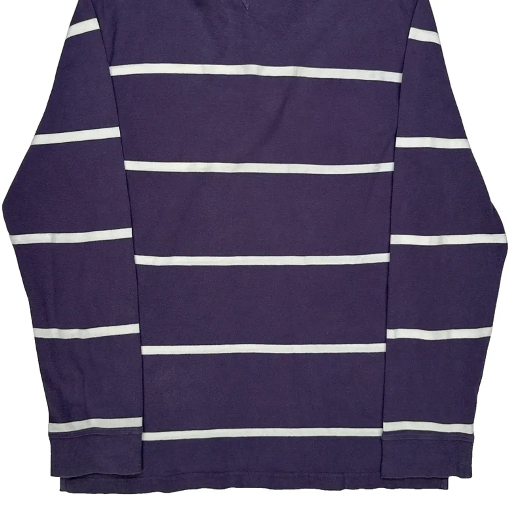 Tommy Hilfiger Striped Long Sleeve Polo Shirt - Large Purple Cotton - Image 7