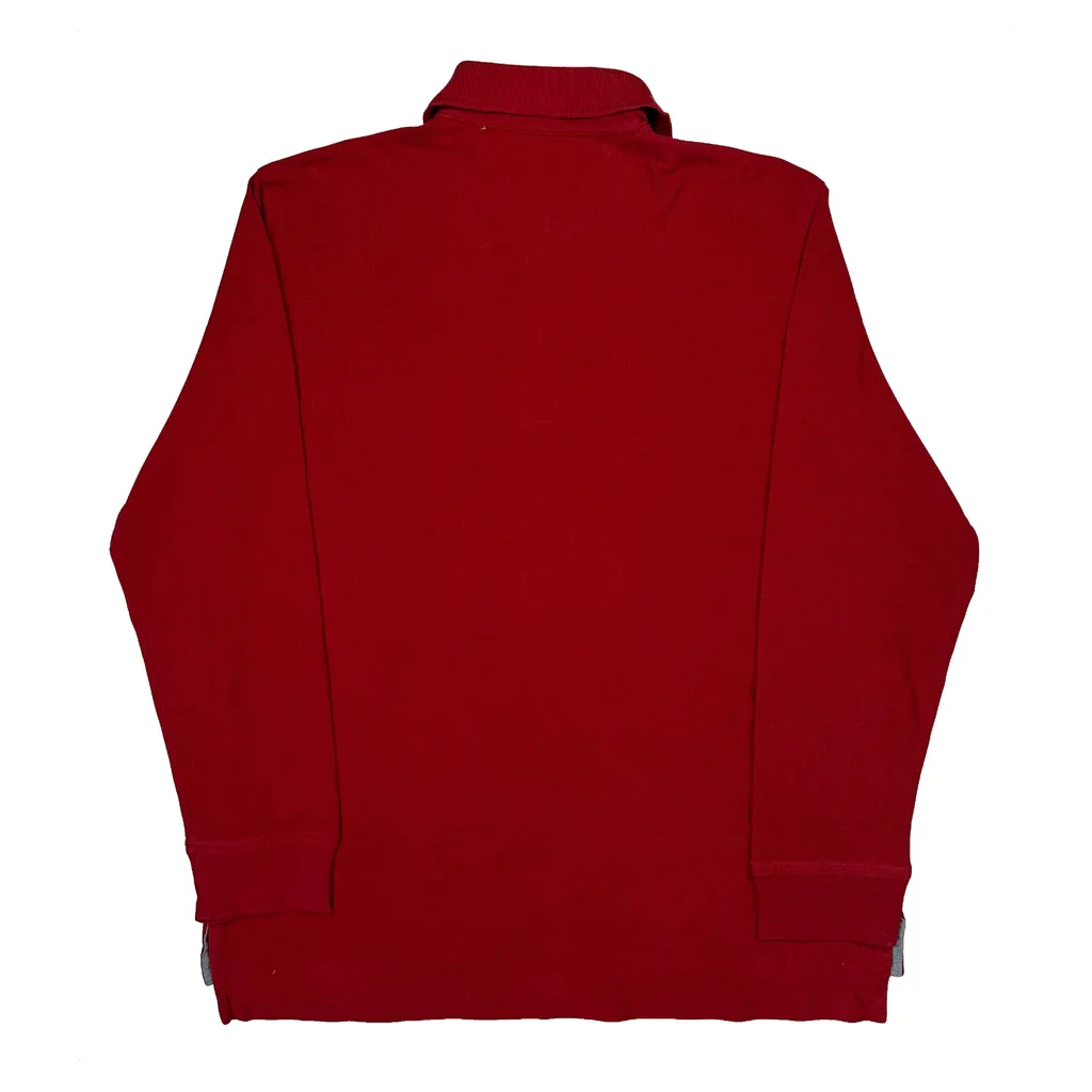 Tommy Hilfiger Long Sleeve Polo Shirt - Small Red Cotton - Image 2