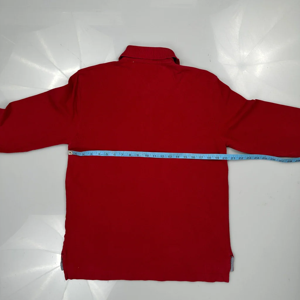 Tommy Hilfiger Long Sleeve Polo Shirt - Small Red Cotton - Image 3