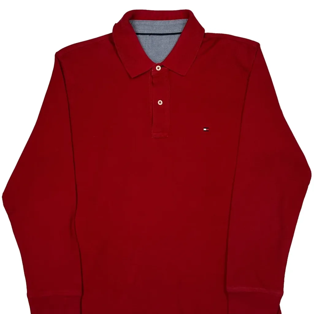 Tommy Hilfiger Long Sleeve Polo Shirt - Small Red Cotton - Image 5