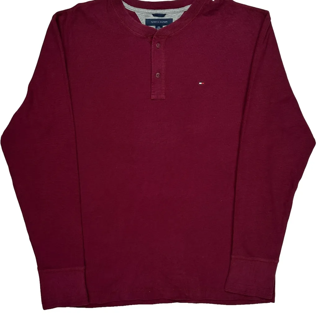 Tommy Hilfiger Long Sleeve T-Shirt - 2XL Burgundy Cotton - Image 5