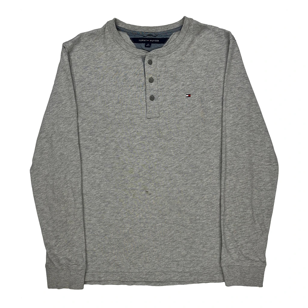 Tommy Hilfiger Long Sleeve T-Shirt - Large Gray Cotton