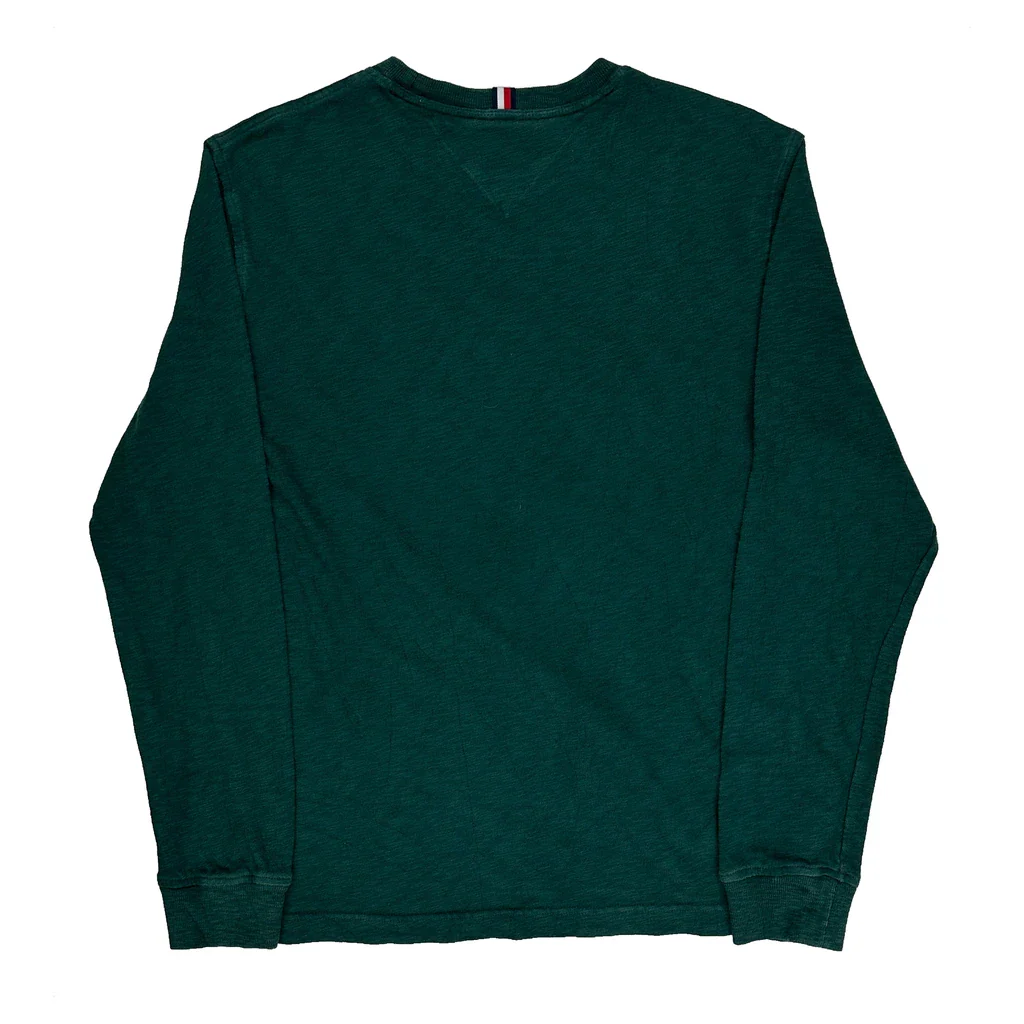 Tommy Hilfiger Long Sleeve T-Shirt - Large Green Cotton - Image 2