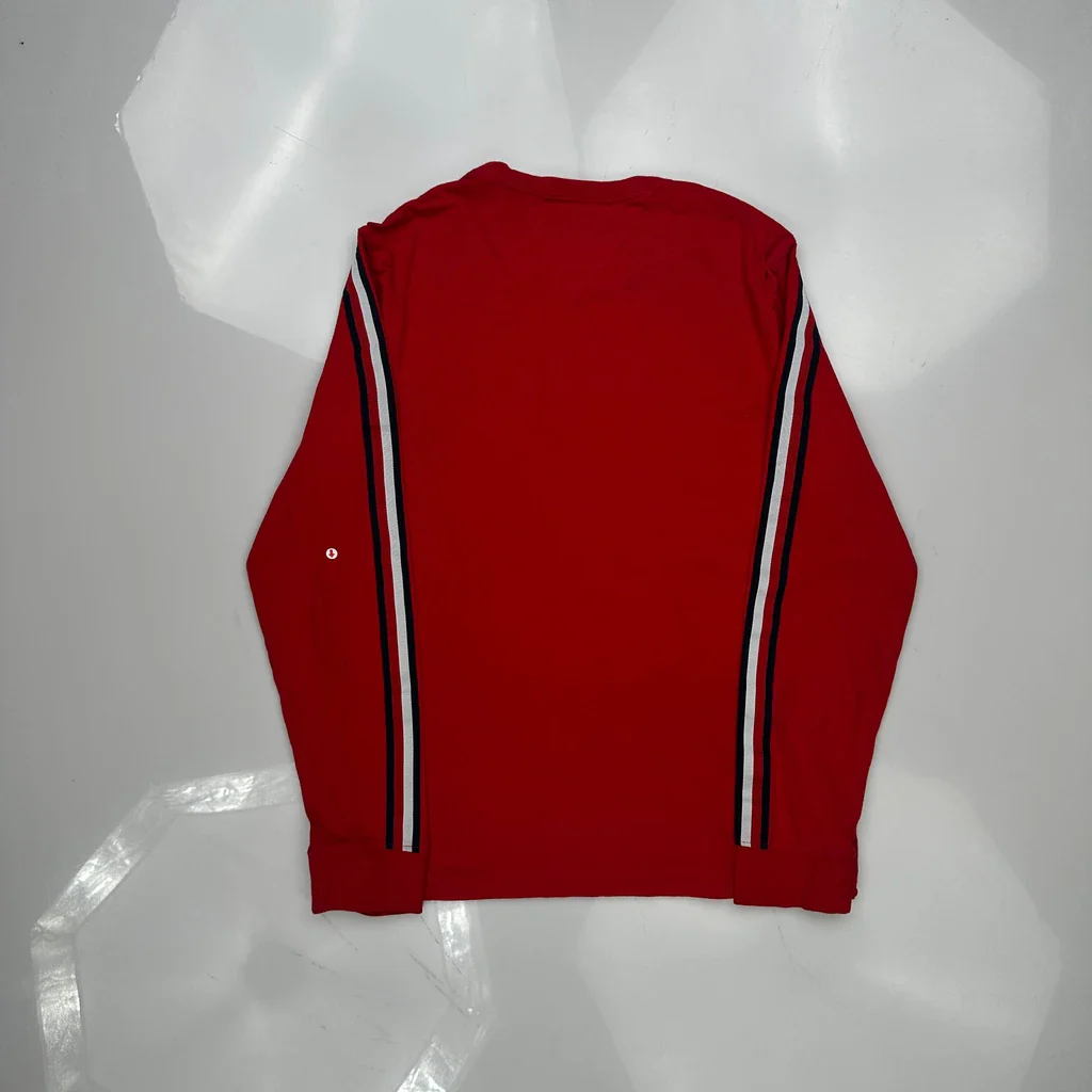 Tommy Hilfiger Spellout Long Sleeve T-Shirt - Medium Red Cotton - Image 3